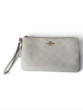 Coach Chalk Signature Leather Wristlet